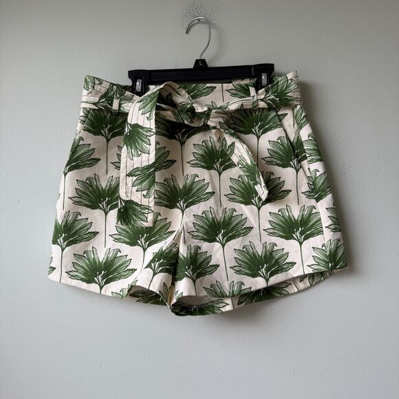 ZARA PRINTED‎ SHORTS GREEN CREAM TROPICAL Small - Picture 2 of 4